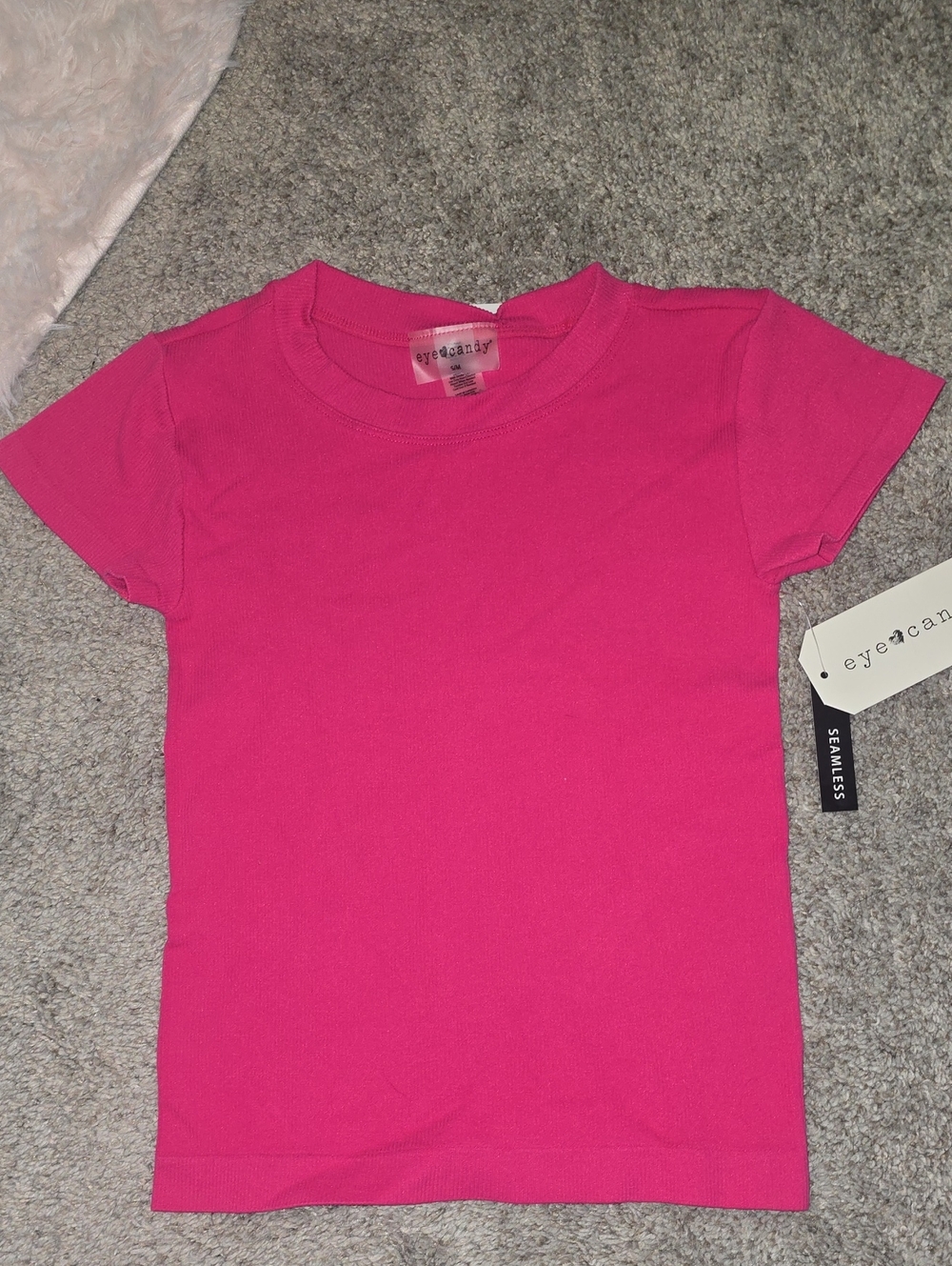 Nwt Eye candy Bright Pink Seamless Short Sleeve Womens Tee